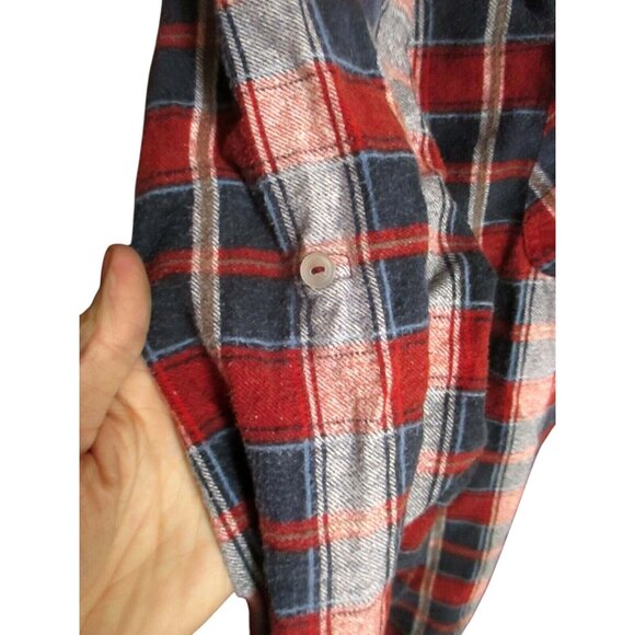 Vintage 1970s Medium Flannel Top Shirt Plaid Womens 11 Boho Winter Button Down - Picture 6 of 6